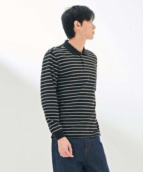 CHASECULT(チェイスカルト)の「メンズ ピケストライプカラー 長袖Tシャツ-DARK5121B03(Tシャツ/カットソー・メンズ・ブラック・95/100/105)」の5枚目の写真