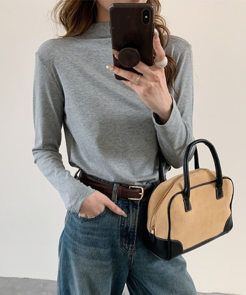 gossip!ロサンゼルス(ゴシップロサンゼルス)の「ハイネックプレーンカットソー(Tシャツ/カットソー・レディース・オフホワイト/ブラック/ライトグレー・FREE)」の10枚目の写真