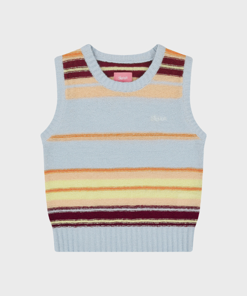 SINOON（シヌーン）の「Sinoon Mix Stripe Knit Vest (Blue Mix)（ニット/セーター・レディース・ブルー・FREE）」の4枚目の写真