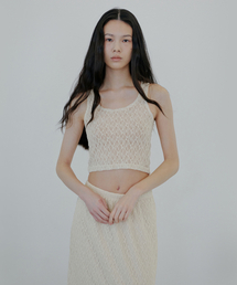 NUAKLE（ヌアクル）の「Lace Sleeveless_Cream（Tシャツ/カットソー）」