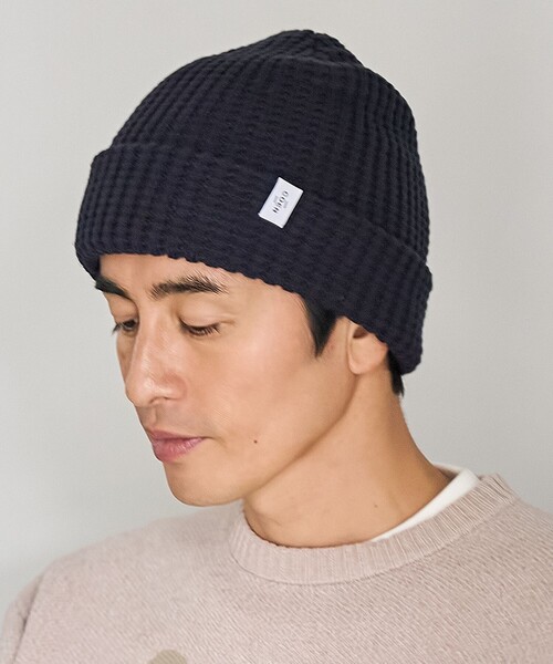 coen（コーエン）の「【ギフトにおすすめ】ワッフルニットワッチ（ニットキャップ/ビーニー・メンズ・ダークグリーン/ネイビー/ダークブラウン/ワイン/ブラック/オレンジ・FREE）」の2枚目の写真