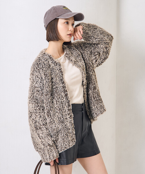 ファー ニット コート（ノーカラージャケット）｜FREAK'S STORE