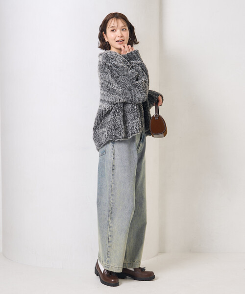 セール】ファー ニット コート（ノーカラージャケット）｜FREAK'S