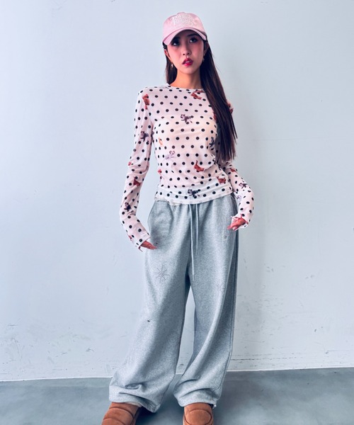 Y2K SYNAPSE FACTORY（ワイツーケー シナプスファクトリー）の「【ドット】シアーロングTシャツ（Tシャツ/カットソー・レディース・ホワイト/ブラック・FREE）」の14枚目の写真