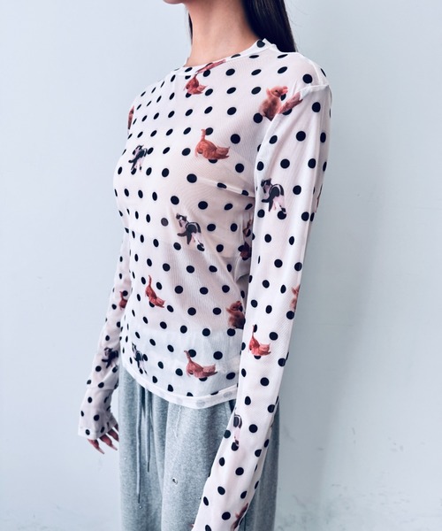 Y2K SYNAPSE FACTORY（ワイツーケー シナプスファクトリー）の「【ドット】シアーロングTシャツ（Tシャツ/カットソー・レディース・ホワイト/ブラック・FREE）」の16枚目の写真