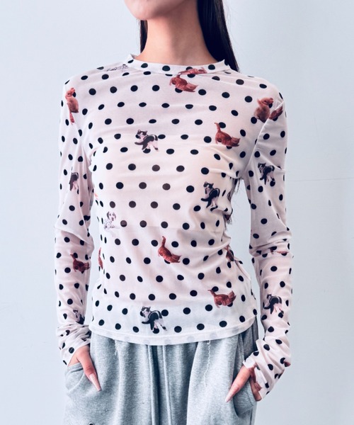 Y2K SYNAPSE FACTORY（ワイツーケー シナプスファクトリー）の「【ドット】シアーロングTシャツ（Tシャツ/カットソー・レディース・ホワイト/ブラック・FREE）」の17枚目の写真