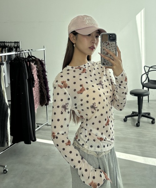 Y2K SYNAPSE FACTORY（ワイツーケー シナプスファクトリー）の「【ドット】シアーロングTシャツ（Tシャツ/カットソー・レディース・ホワイト/ブラック・FREE）」の20枚目の写真