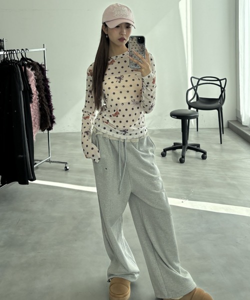 Y2K SYNAPSE FACTORY（ワイツーケー シナプスファクトリー）の「【ドット】シアーロングTシャツ（Tシャツ/カットソー・レディース・ホワイト/ブラック・FREE）」の21枚目の写真