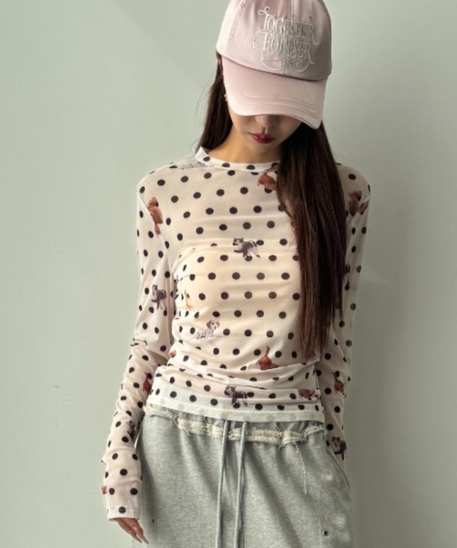 Y2K SYNAPSE FACTORY（ワイツーケー シナプスファクトリー）の「【ドット】シアーロングTシャツ（Tシャツ/カットソー・レディース・ホワイト/ブラック・FREE）」の22枚目の写真