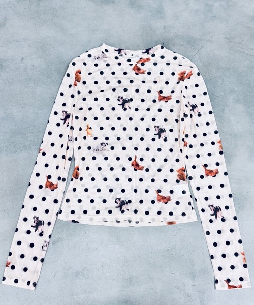 Y2K SYNAPSE FACTORY（ワイツーケー シナプスファクトリー）の「【ドット】シアーロングTシャツ（Tシャツ/カットソー・レディース・ホワイト/ブラック・FREE）」の8枚目の写真