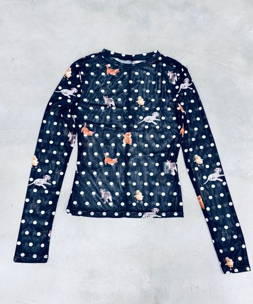 Y2K SYNAPSE FACTORY（ワイツーケー シナプスファクトリー）の「【ドット】シアーロングTシャツ（Tシャツ/カットソー・レディース・ホワイト/ブラック・FREE）」の12枚目の写真