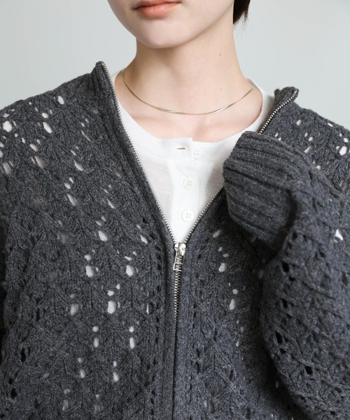 select MOCA（セレクトモカ）の「透かし編みジップカーディガン（カーディガン/ボレロ・レディース・ブラック/ブラウン・FREE）」の21枚目の写真