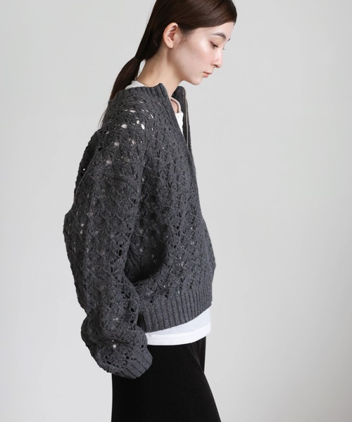select MOCA（セレクトモカ）の「透かし編みジップカーディガン（カーディガン/ボレロ・レディース・ブラック/ブラウン・FREE）」の19枚目の写真