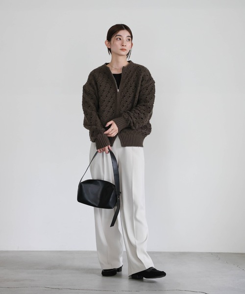 select MOCA（セレクトモカ）の「透かし編みジップカーディガン（カーディガン/ボレロ・レディース・ブラック/ブラウン・FREE）」の16枚目の写真