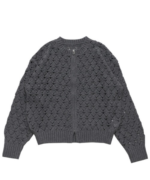 select MOCA（セレクトモカ）の「透かし編みジップカーディガン（カーディガン/ボレロ・レディース・ブラック/ブラウン・FREE）」の8枚目の写真