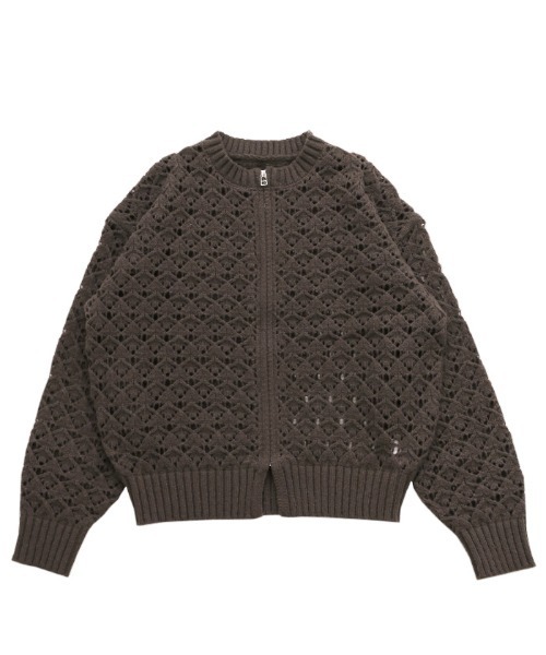 select MOCA（セレクトモカ）の「透かし編みジップカーディガン（カーディガン/ボレロ・レディース・ブラック/ブラウン・FREE）」の9枚目の写真