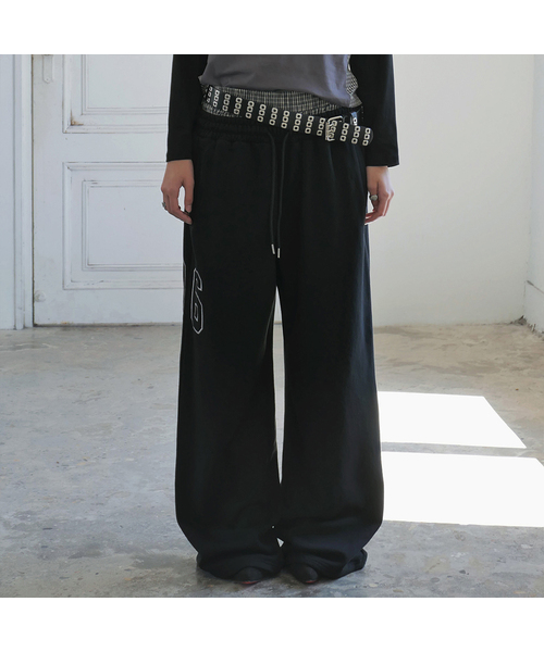 Check Layered 96 Wide 2way Jogger - Black（スウェットパンツ