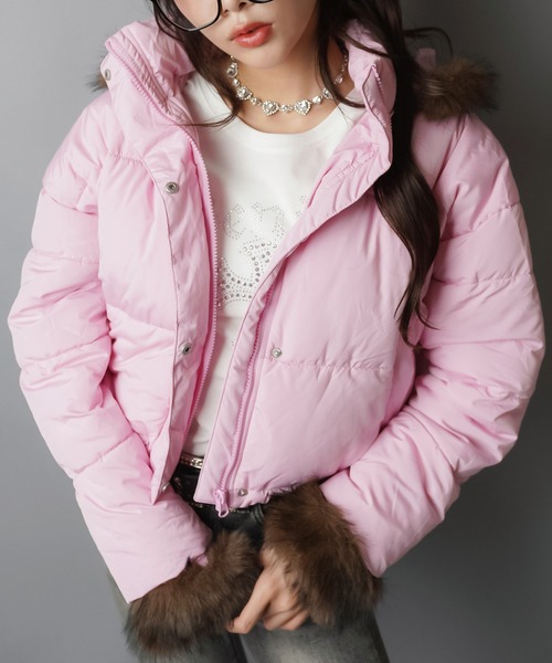 ギャル映え確定☆2WAYファーショート中綿ジャケット/フェイクファー