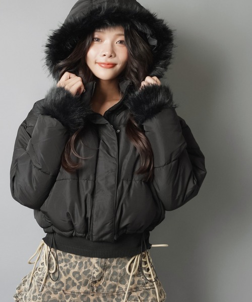 ギャル映え確定☆2WAYファーショート中綿ジャケット/フェイクファー