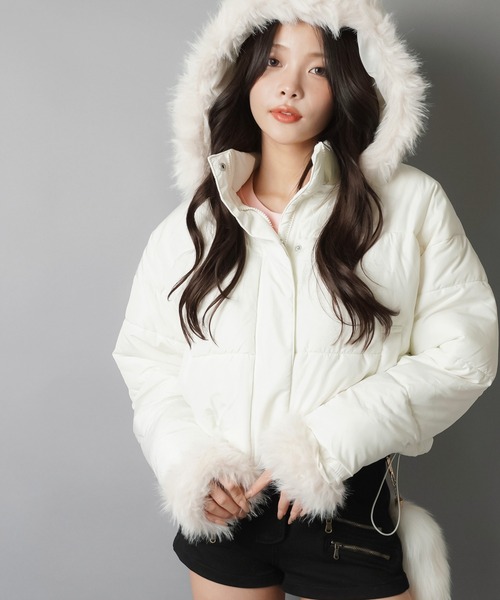 ギャル映え確定☆2WAYファーショート中綿ジャケット/フェイクファー