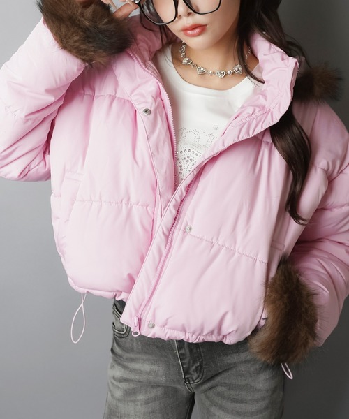 ギャル映え確定☆2WAYファーショート中綿ジャケット/フェイクファー