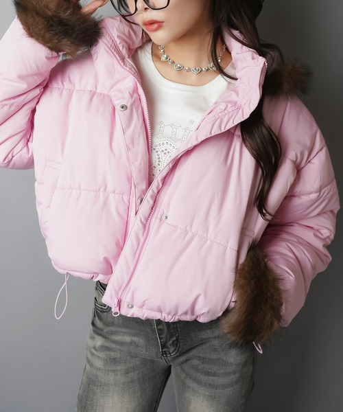 ギャル映え確定☆2WAYファーショート中綿ジャケット/フェイクファー