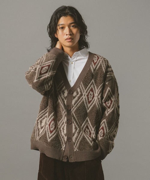 RAGEBLUE（レイジブルー）の「アーガイルモールニットカーディガン（カーディガン/ボレロ・メンズ・ブラック/ダークブラウン/グレー系その他・LARGE/MEDIUM）」の3枚目の写真