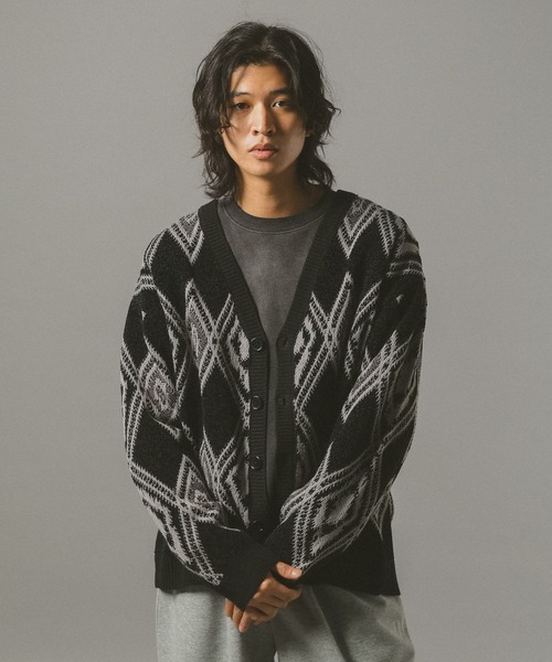 RAGEBLUE（レイジブルー）の「アーガイルモールニットカーディガン（カーディガン/ボレロ・メンズ・ブラック/ダークブラウン/グレー系その他・LARGE/MEDIUM）」の7枚目の写真