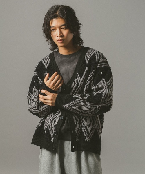 RAGEBLUE（レイジブルー）の「アーガイルモールニットカーディガン（カーディガン/ボレロ・メンズ・ブラック/ダークブラウン/グレー系その他・LARGE/MEDIUM）」の8枚目の写真