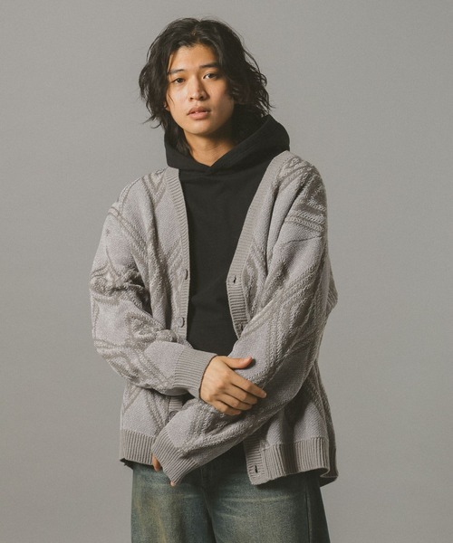 RAGEBLUE（レイジブルー）の「アーガイルモールニットカーディガン（カーディガン/ボレロ・メンズ・ブラック/ダークブラウン/グレー系その他・LARGE/MEDIUM）」の13枚目の写真