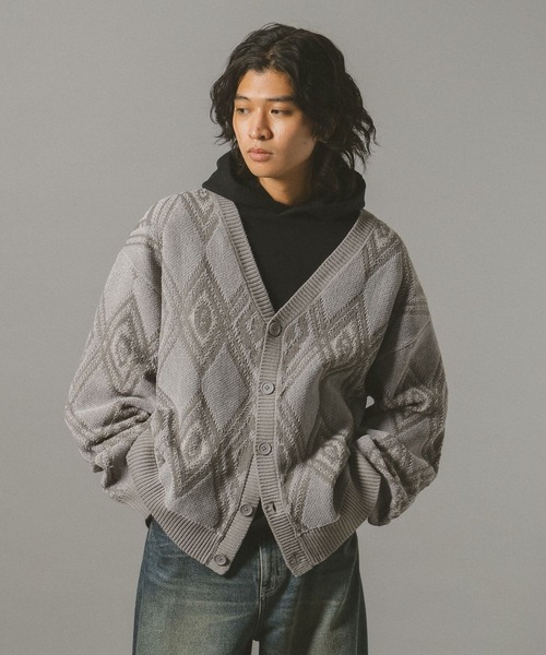 RAGEBLUE（レイジブルー）の「アーガイルモールニットカーディガン（カーディガン/ボレロ・メンズ・ブラック/ダークブラウン/グレー系その他・LARGE/MEDIUM）」の15枚目の写真