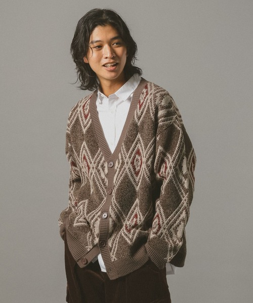 RAGEBLUE（レイジブルー）の「アーガイルモールニットカーディガン（カーディガン/ボレロ・メンズ・ブラック/ダークブラウン/グレー系その他・LARGE/MEDIUM）」の19枚目の写真