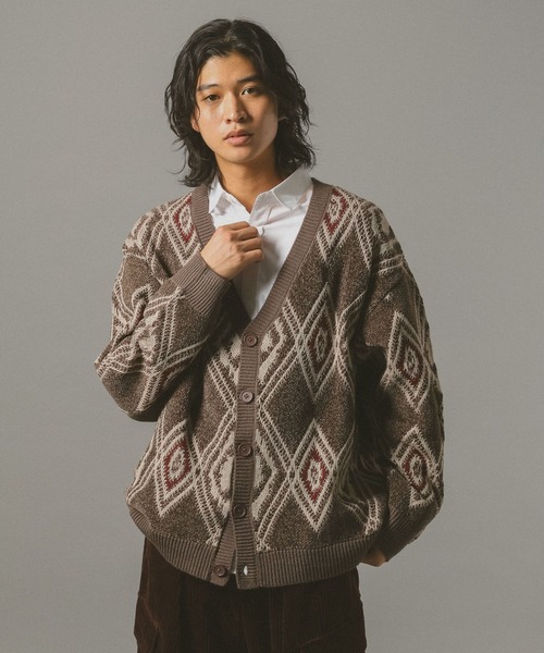 RAGEBLUE（レイジブルー）の「アーガイルモールニットカーディガン（カーディガン/ボレロ・メンズ・ブラック/ダークブラウン/グレー系その他・LARGE/MEDIUM）」の20枚目の写真