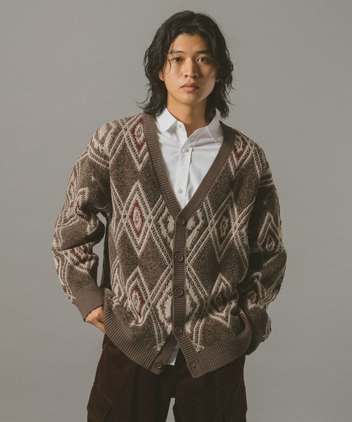 RAGEBLUE（レイジブルー）の「アーガイルモールニットカーディガン（カーディガン/ボレロ・メンズ・ブラック/ダークブラウン/グレー系その他・LARGE/MEDIUM）」の21枚目の写真