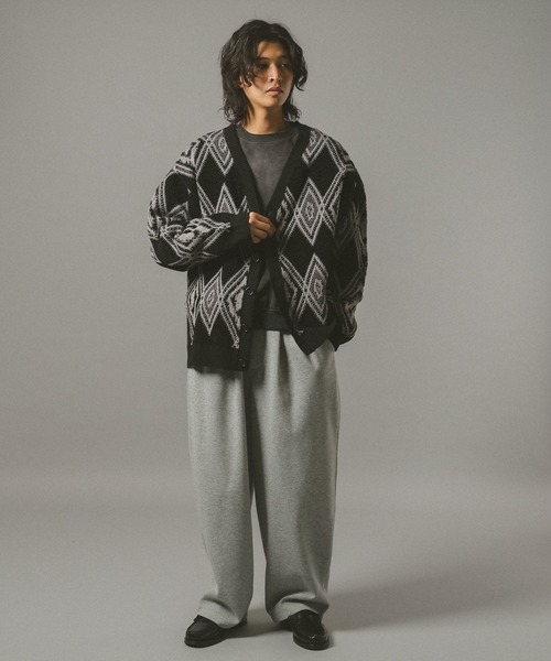 RAGEBLUE（レイジブルー）の「アーガイルモールニットカーディガン（カーディガン/ボレロ・メンズ・ブラック/ダークブラウン/グレー系その他・LARGE/MEDIUM）」の4枚目の写真