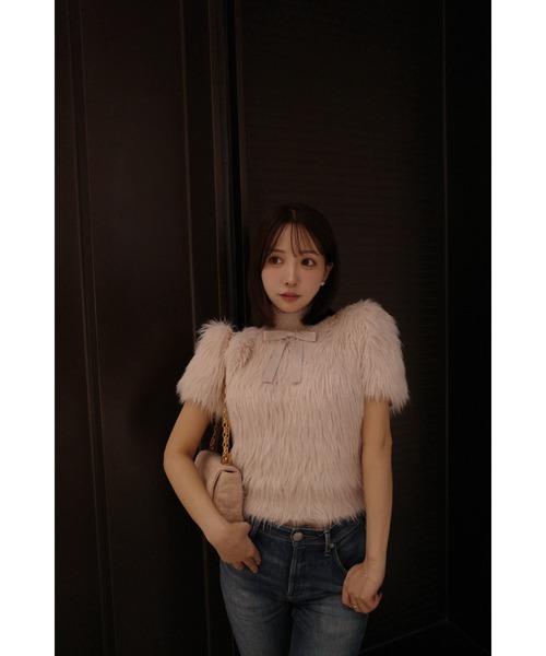 Fluffy Ribbon Puff Knit Top（ニット/セーター）｜MISTREASS