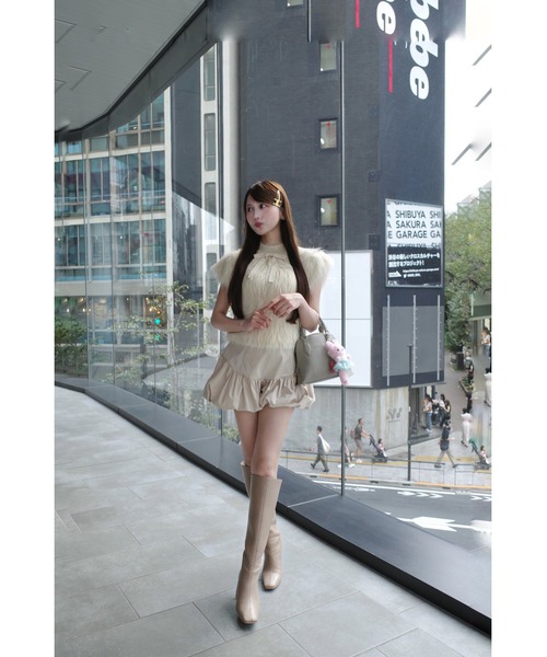 Fluffy Ribbon Puff Knit Top（ニット/セーター）｜MISTREASS