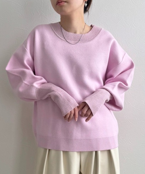 LHELBIE（レルビエ）の「【洗える】ラメリブスウェットニット（ニット/セーター・レディース・チャコールグレー/アイボリー/ライトグリーン/ピンク・M）」の4枚目の写真