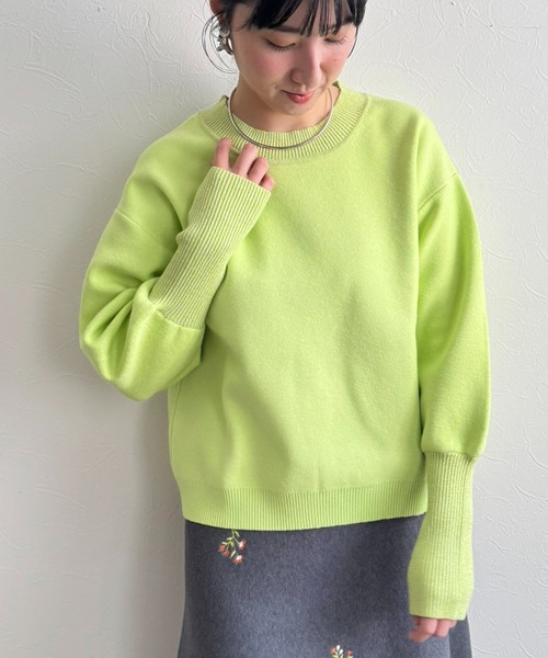 LHELBIE（レルビエ）の「【洗える】ラメリブスウェットニット（ニット/セーター・レディース・チャコールグレー/アイボリー/ライトグリーン/ピンク・M）」の3枚目の写真