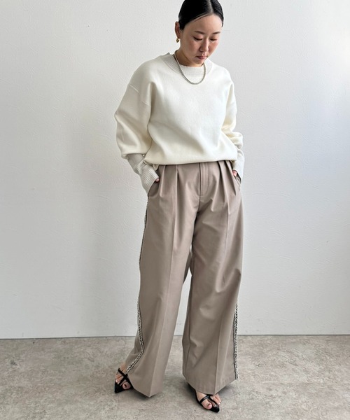 LHELBIE（レルビエ）の「【洗える】ラメリブスウェットニット（ニット/セーター・レディース・チャコールグレー/アイボリー/ライトグリーン/ピンク・M）」の13枚目の写真