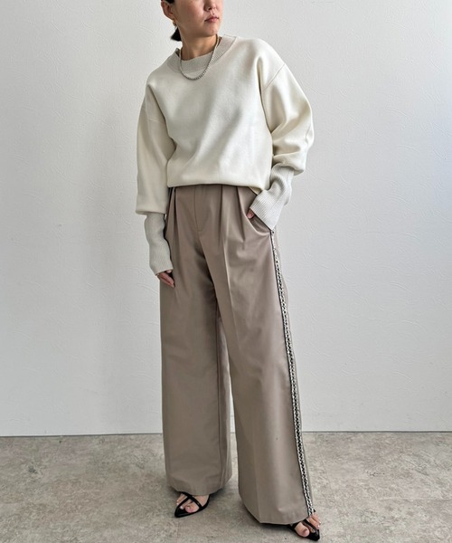 LHELBIE（レルビエ）の「【洗える】ラメリブスウェットニット（ニット/セーター・レディース・チャコールグレー/アイボリー/ライトグリーン/ピンク・M）」の12枚目の写真