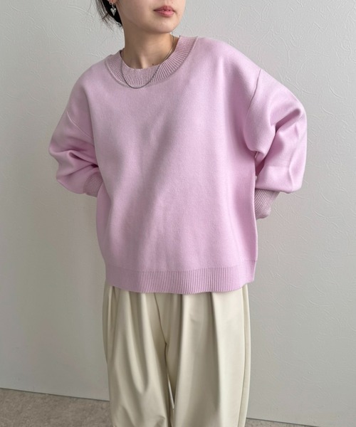 LHELBIE（レルビエ）の「【洗える】ラメリブスウェットニット（ニット/セーター・レディース・チャコールグレー/アイボリー/ライトグリーン/ピンク・M）」の16枚目の写真