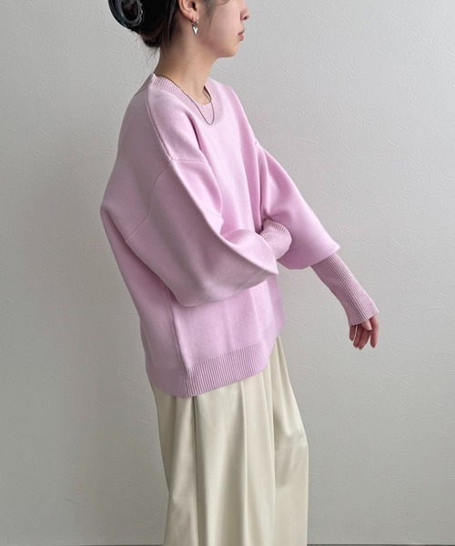 LHELBIE（レルビエ）の「【洗える】ラメリブスウェットニット（ニット/セーター・レディース・チャコールグレー/アイボリー/ライトグリーン/ピンク・M）」の18枚目の写真