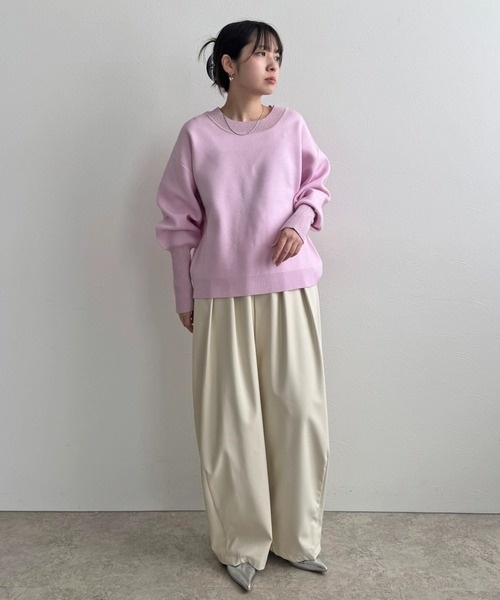 LHELBIE（レルビエ）の「【洗える】ラメリブスウェットニット（ニット/セーター・レディース・チャコールグレー/アイボリー/ライトグリーン/ピンク・M）」の20枚目の写真