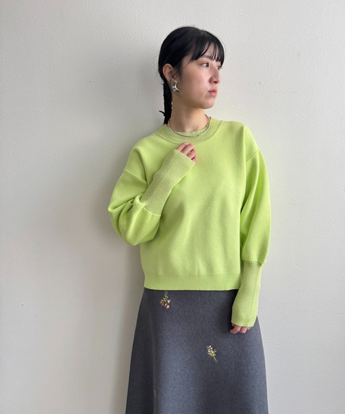 LHELBIE（レルビエ）の「【洗える】ラメリブスウェットニット（ニット/セーター・レディース・チャコールグレー/アイボリー/ライトグリーン/ピンク・M）」の8枚目の写真