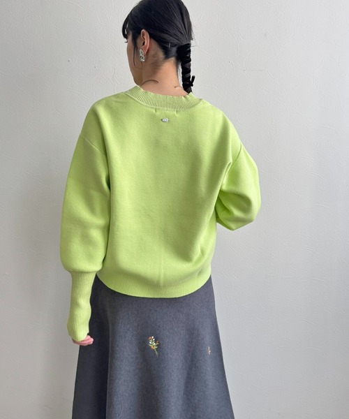 LHELBIE（レルビエ）の「【洗える】ラメリブスウェットニット（ニット/セーター・レディース・チャコールグレー/アイボリー/ライトグリーン/ピンク・M）」の9枚目の写真