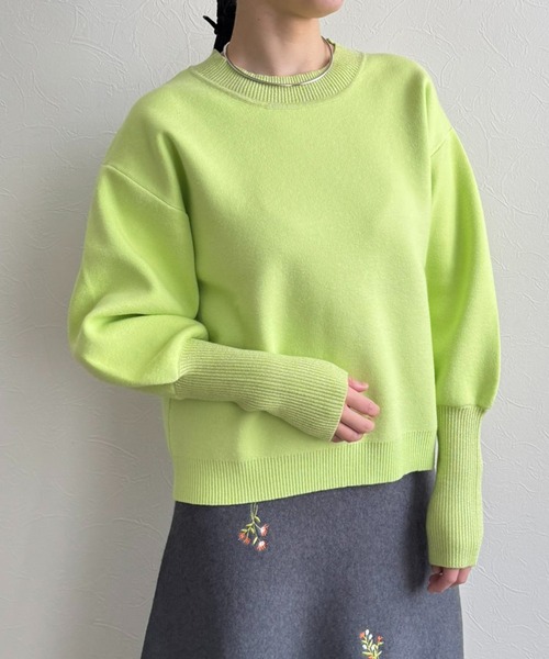 LHELBIE（レルビエ）の「【洗える】ラメリブスウェットニット（ニット/セーター・レディース・チャコールグレー/アイボリー/ライトグリーン/ピンク・M）」の10枚目の写真