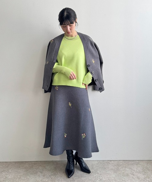 LHELBIE（レルビエ）の「【洗える】ラメリブスウェットニット（ニット/セーター・レディース・チャコールグレー/アイボリー/ライトグリーン/ピンク・M）」の6枚目の写真