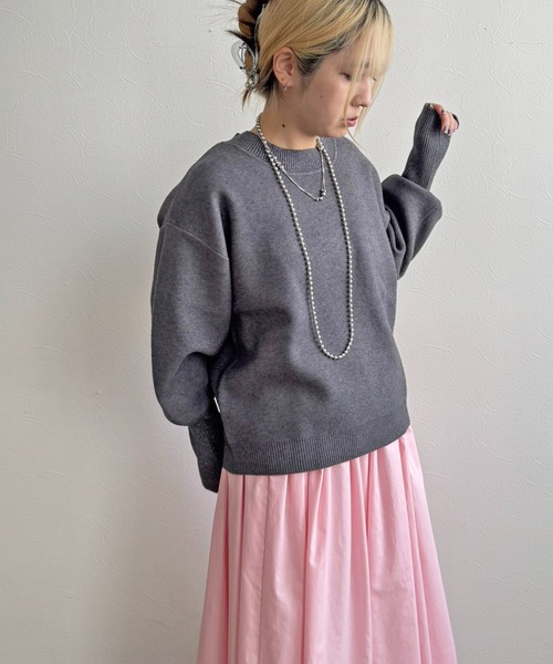 LHELBIE（レルビエ）の「【洗える】ラメリブスウェットニット（ニット/セーター・レディース・チャコールグレー/アイボリー/ライトグリーン/ピンク・M）」の21枚目の写真