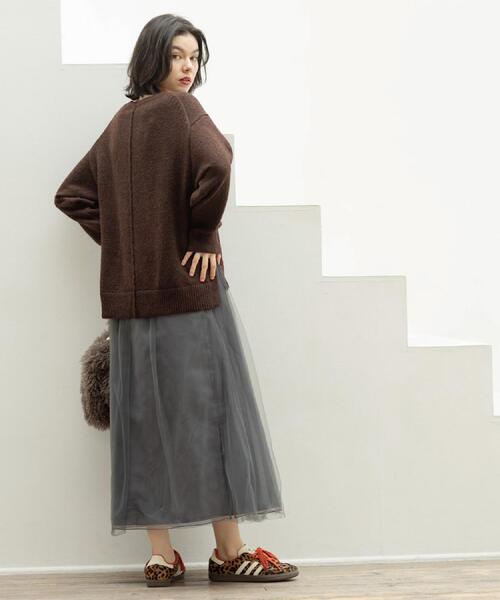 OPAQUE.CLIP(オペークドットクリップ)の「チュールイージーギャザースカート【洗濯機OK】(スカート・レディース・ベージュ/ブラック/チャコールグレー・38/40)」の10枚目の写真